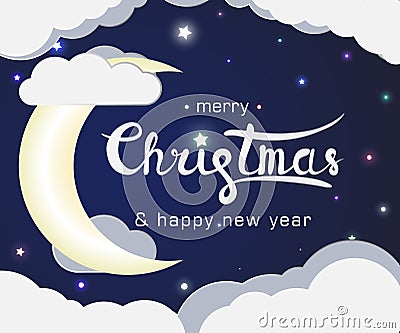 Lettering sign merry christmas and happy new year Vector Illustration